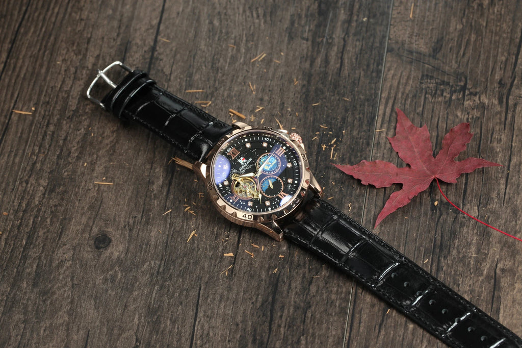 Tourbillon Skeleton Mechanical Watches Starry Sky Moon Phase Diamond Multi Shop24