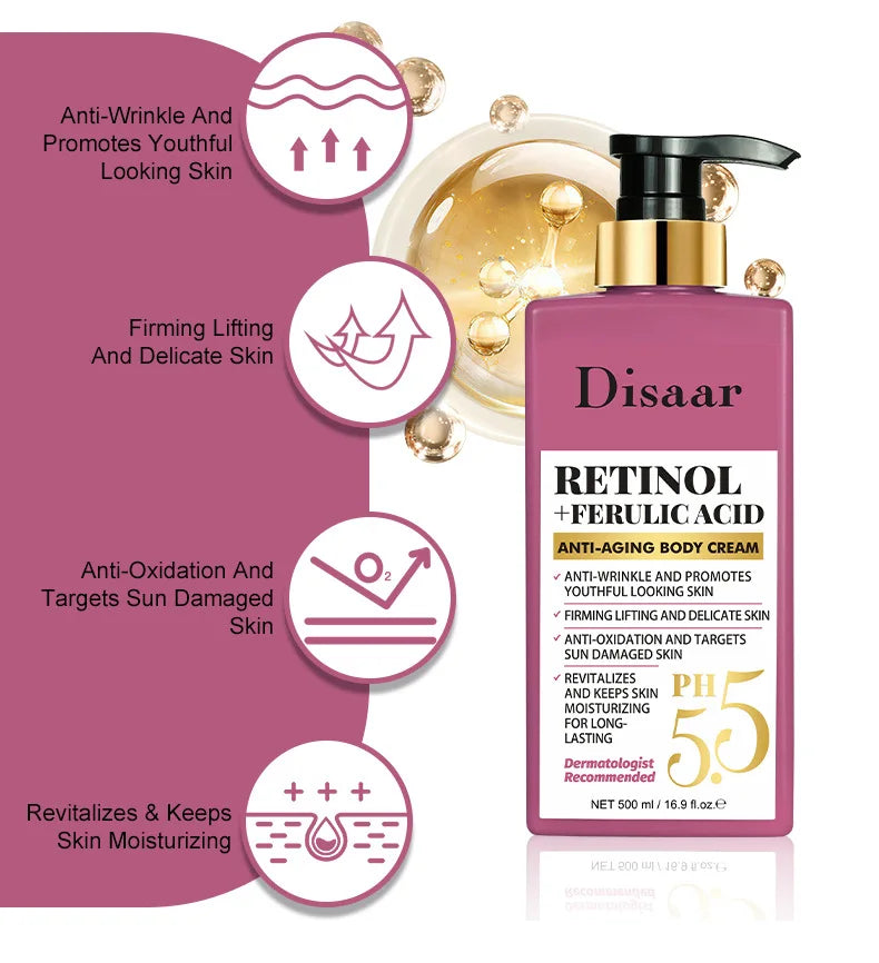 Retinol Body Lotion Firming For Face, Body, Dry Skin Improves Elasticity Age Rewind Serum For Face Serum Brightening