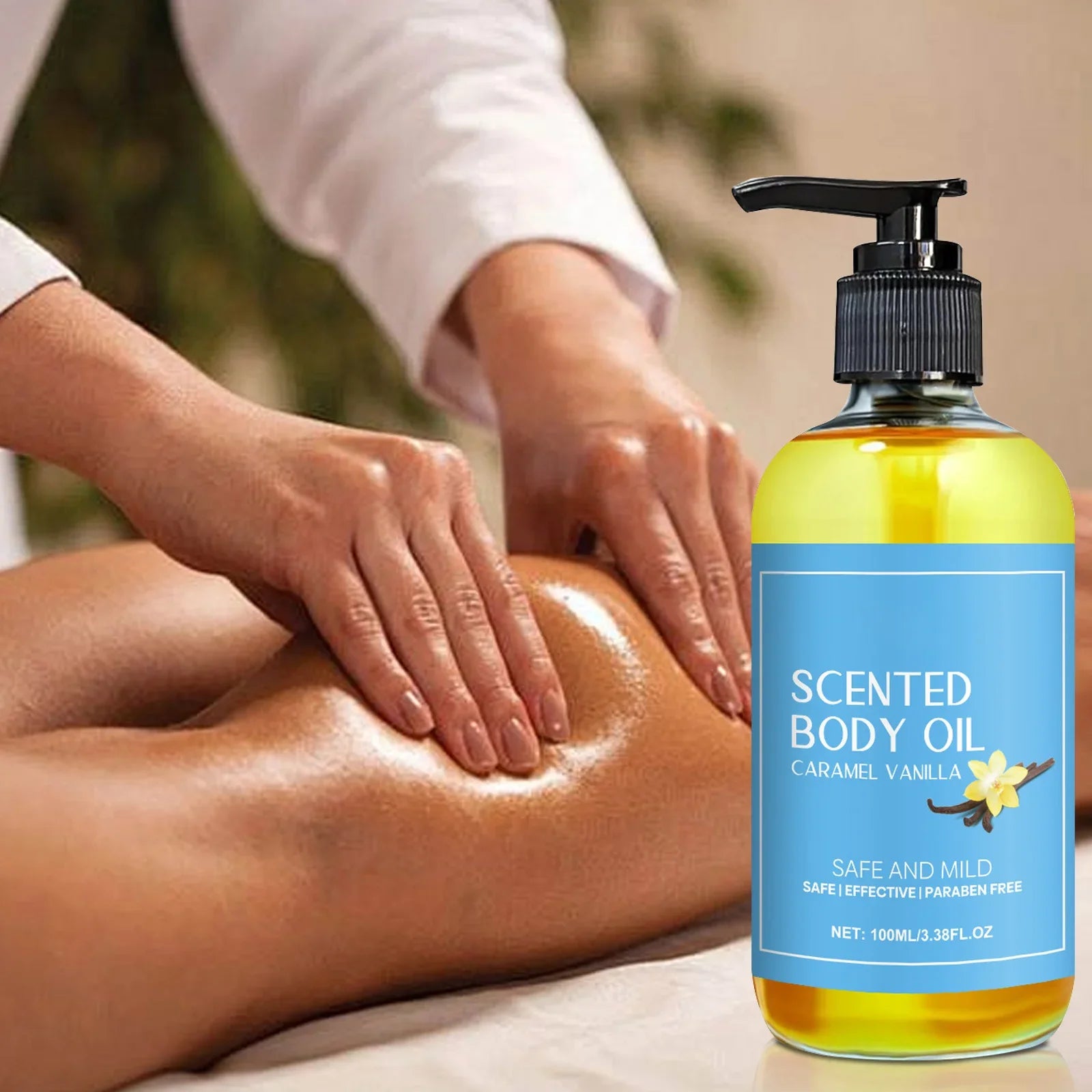 Stress Relief Vanilla Massage Oil - Deeply moisturizes, soothes muscles