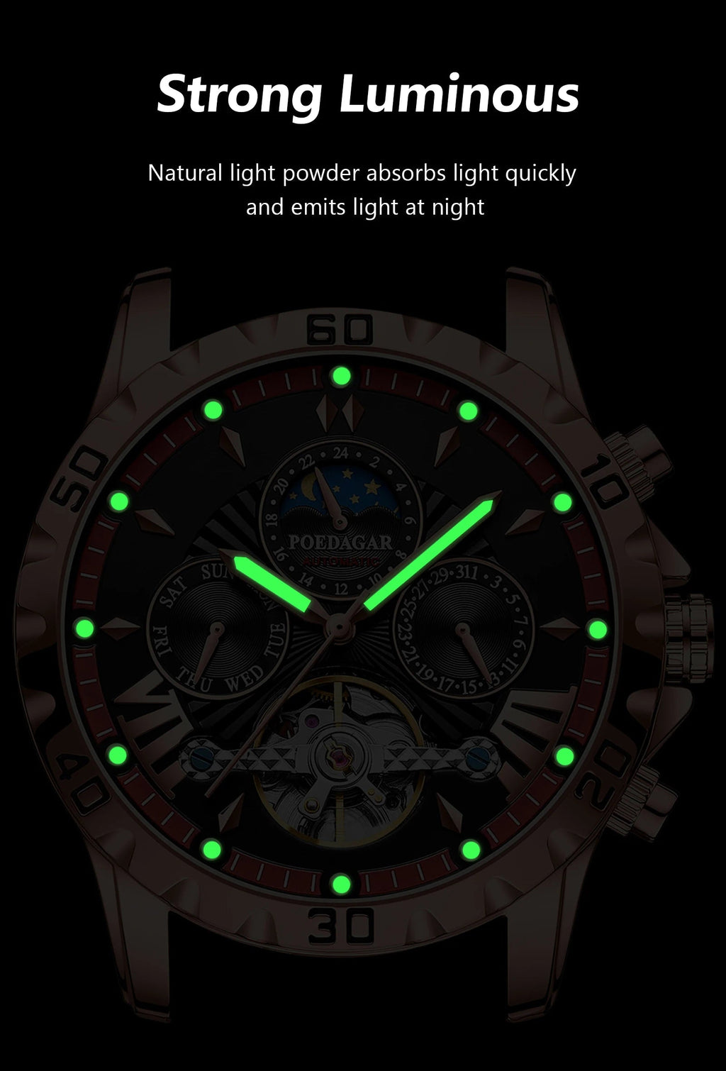 POEDAGAR Luxury Automatic Wristwatch Waterproof Multi Shop24
