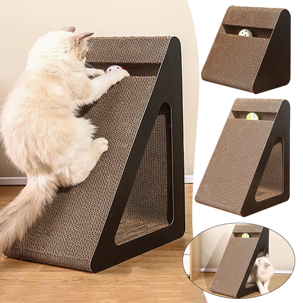 Cat Scratcher Cardboard Triangles Shaped With Spinnings Balls 2 in 1 Multi Shop24