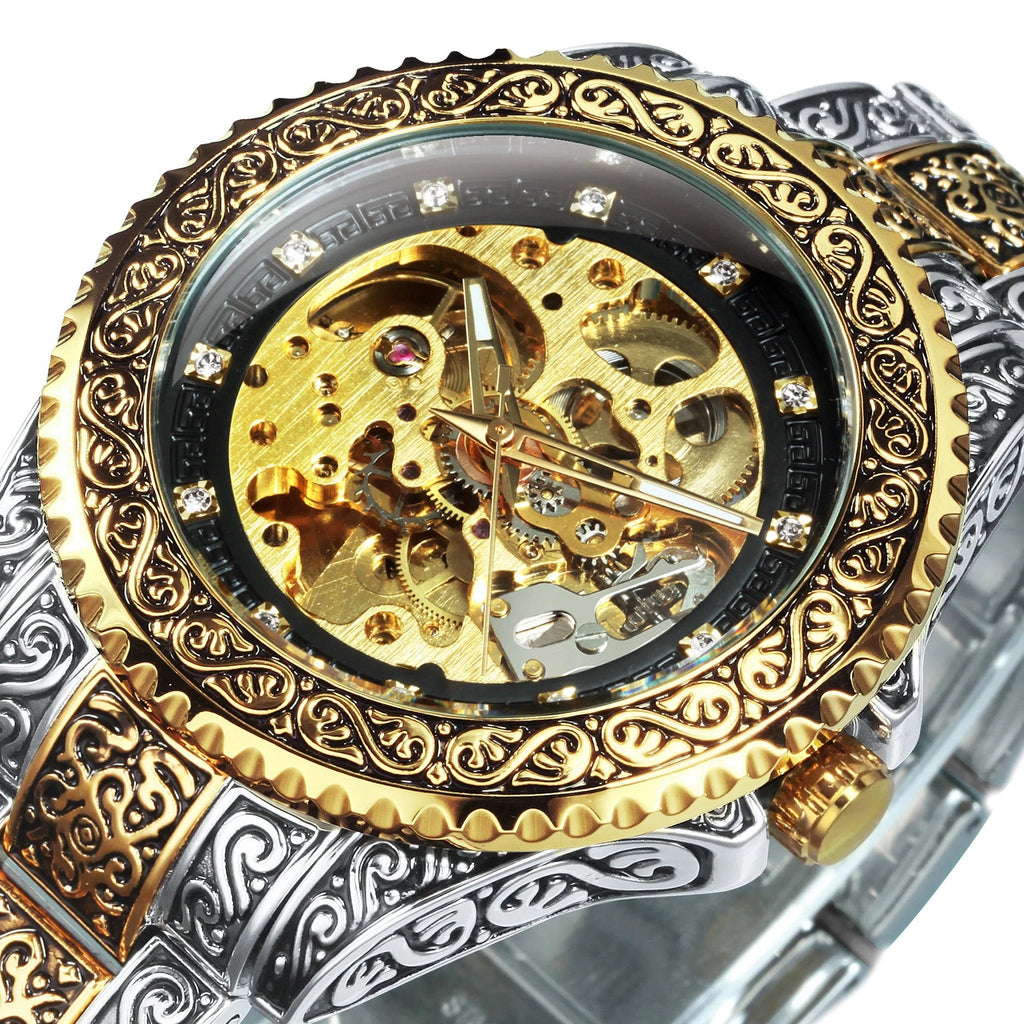 WINNER Vintage Engraved Skeleton Mechanical Watch for Men Multi Shop24