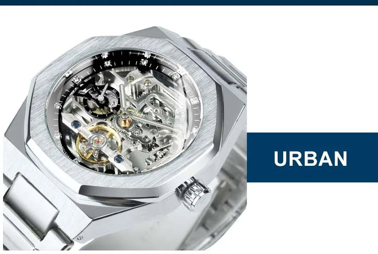 Forsining Fashion Skeleton Mechanical Watch for Men Green Multi Shop24