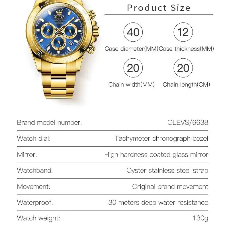 OLEVS 6638 TOP Brand Automatic Mechanical Watch for Men Multi-function Multi Shop24