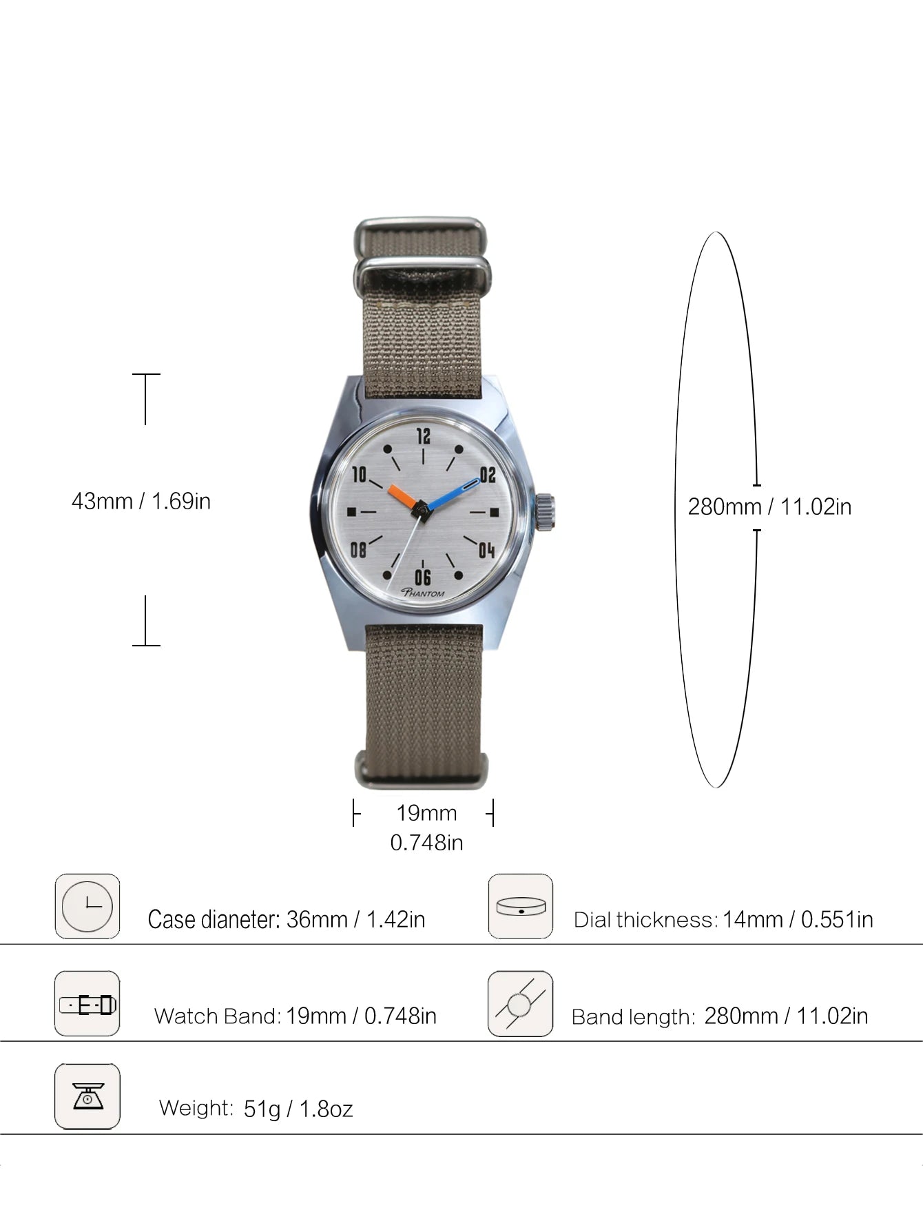 7120 Hand-Wind Mechanical Watch Men 36mm Multi Shop24