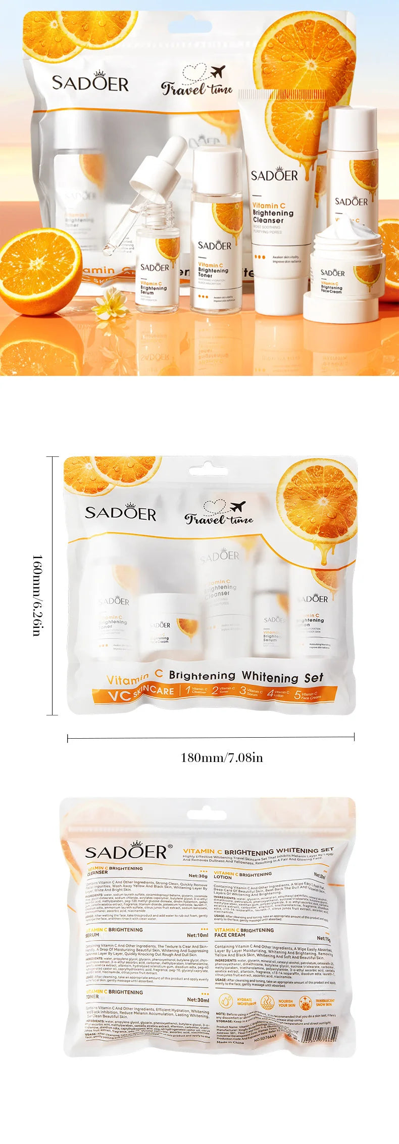 Orange Vitamin C Brightening Travel Kit 5-Piece – Hydrating Radiance-Boost