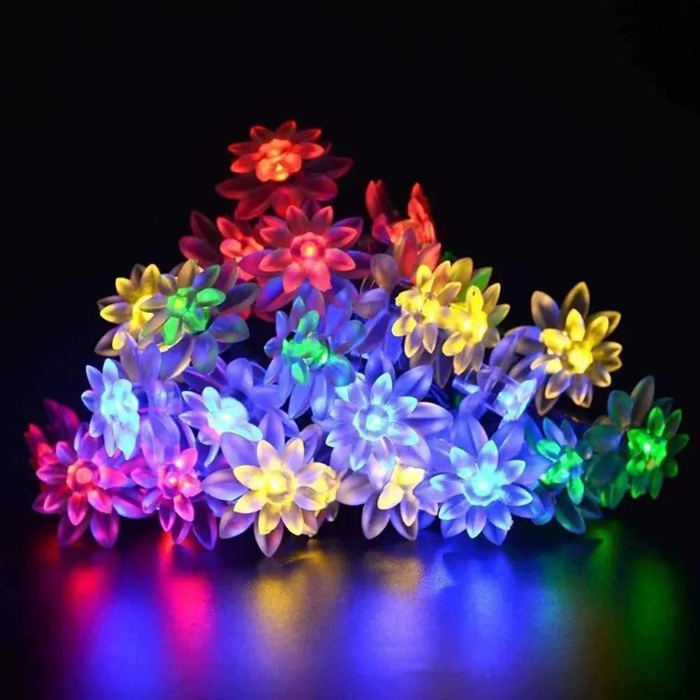 7 Colors Solar String Lights Outdoor  Lotus Flower Lamp 100/50/20LED String - Multi Shop24