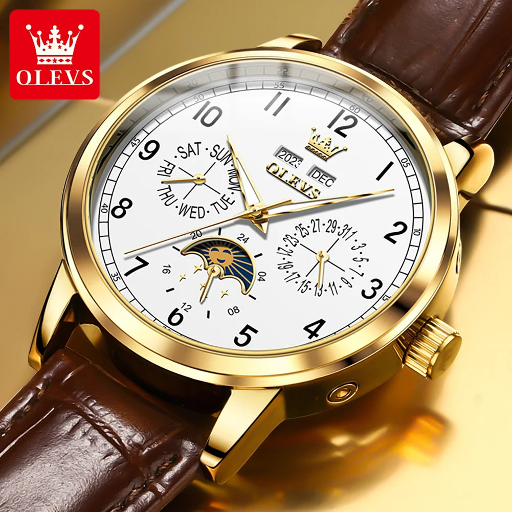 OLEVS 6698 Mens Watch Luxury Dress Brand Moon Phase Automatic Multi Shop24