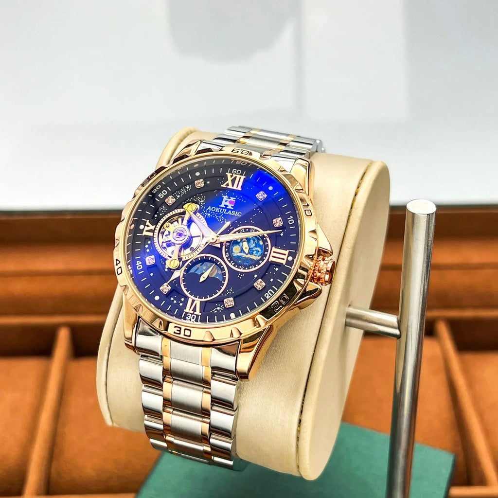 Tourbillon Skeleton Mechanical Watches Starry Sky Moon Phase Diamond Multi Shop24