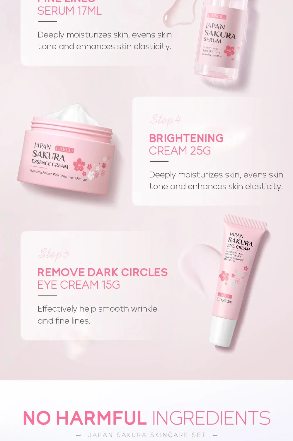 LAIKOU Sakura Kit Skin Care Sets Product  Korean Skincare Set