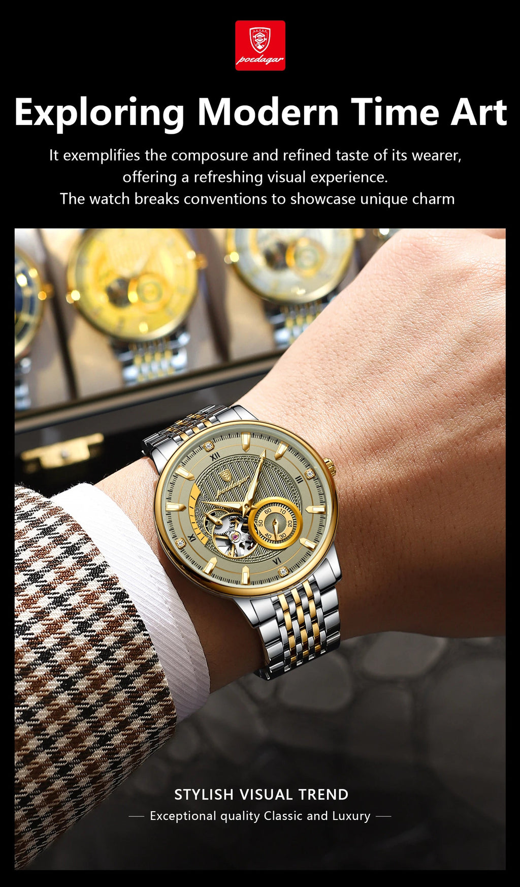 POEDAGAR Top Luxury Man Wristwatch Luminous Hollow Multi Shop24