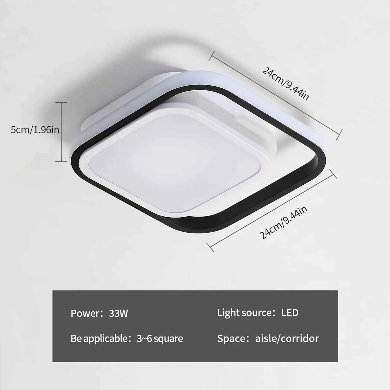 Aluminum Ceiling Light, 30W Square LED 3000K Warm Light - Multi Shop24