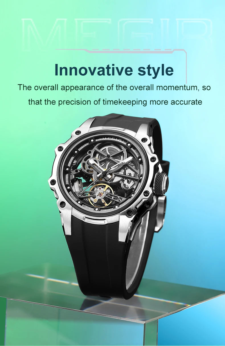 MEGIR Skeleton Dial Automatic Mechanical Watch Men Multi Shop24