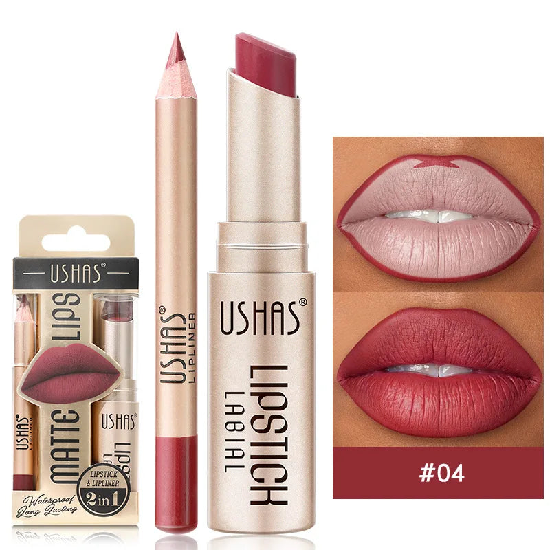 USHAS 12 Color Lip Liner + LIPSTICK Set Easy Coloring - Multi Shop24