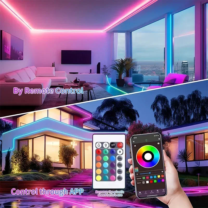 RGB Flexible LED Strip Lights USB Neon Rope Lights Remote App Control Music Sync Color Multi Shop24