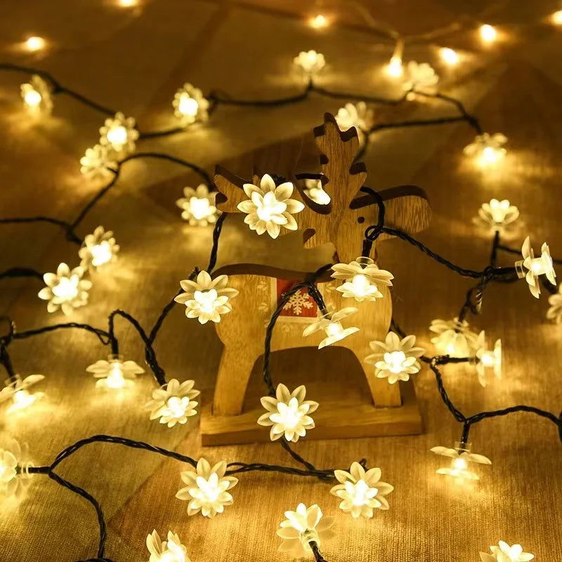 7 Colors Solar String Lights Outdoor  Lotus Flower Lamp 100/50/20LED String - Multi Shop24