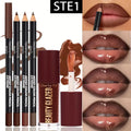 4pcs Dark Brown Lip Kit - Lip Liner + Lip Glaze, Waterproof & Long-Lasting Matte Effect,Versatile for Casual & Formal Occasions, MultiShop24