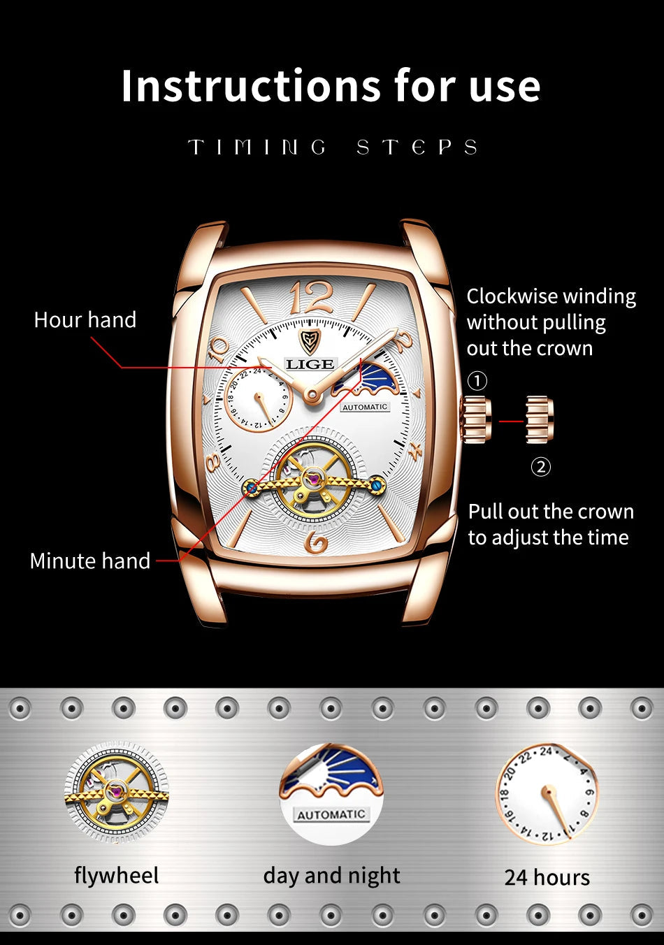 2024 LIGE New Men Watch Automatic Mechanical Watch for Men Multi Shop24