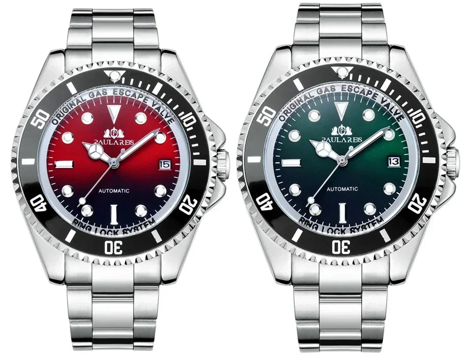 Automatic Men Watch Mechanical Self Wind Movement Stainless Steel Gold Multi Shop24