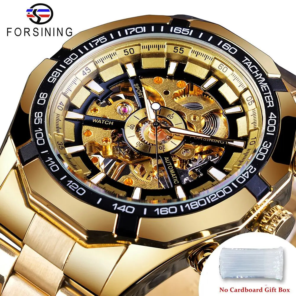 Forsining 2021 Stainless Steel Waterproof Mens Skeleton Watches Top Brand Multi Shop24