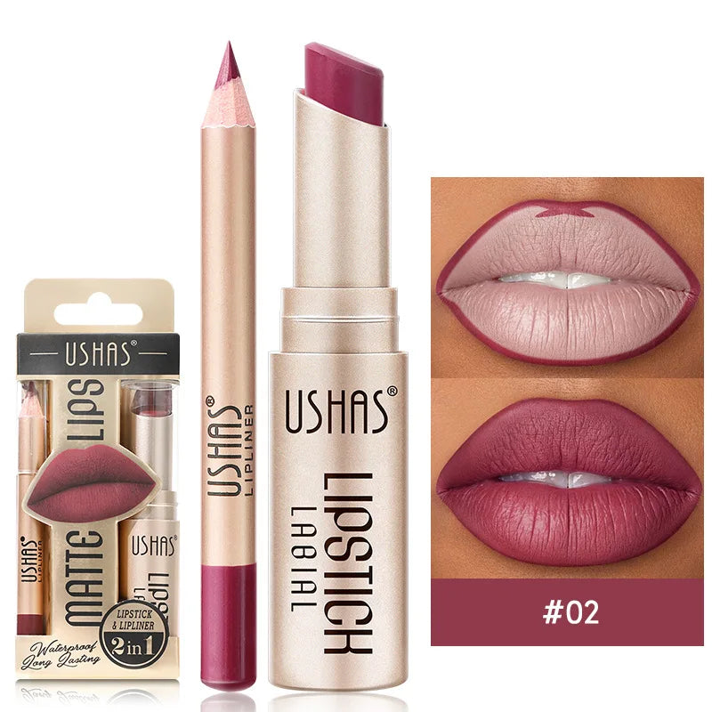 USHAS 12 Color Lip Liner + LIPSTICK Set Easy Coloring - Multi Shop24