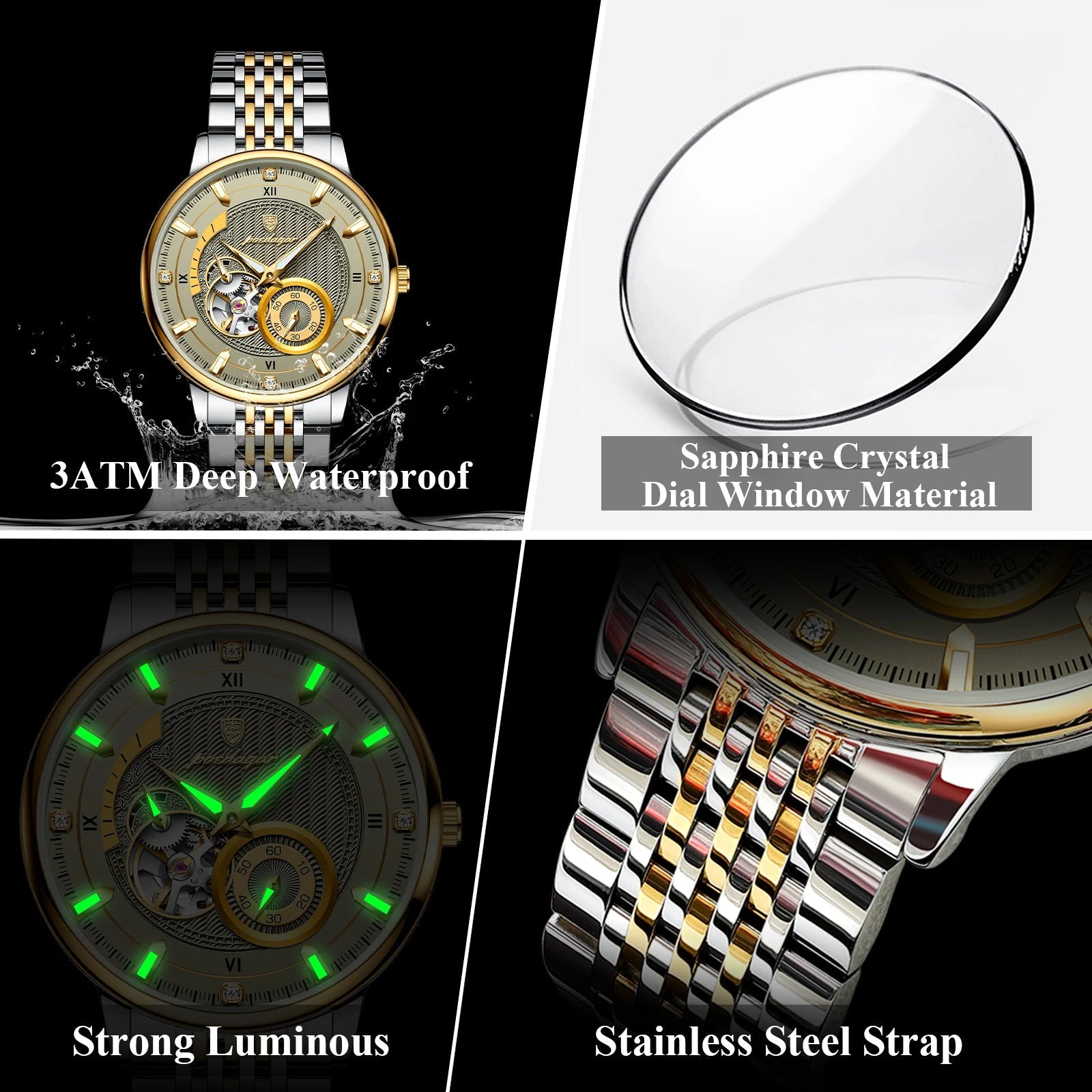 POEDAGAR Top Luxury Man Wristwatch Luminous Hollow Multi Shop24