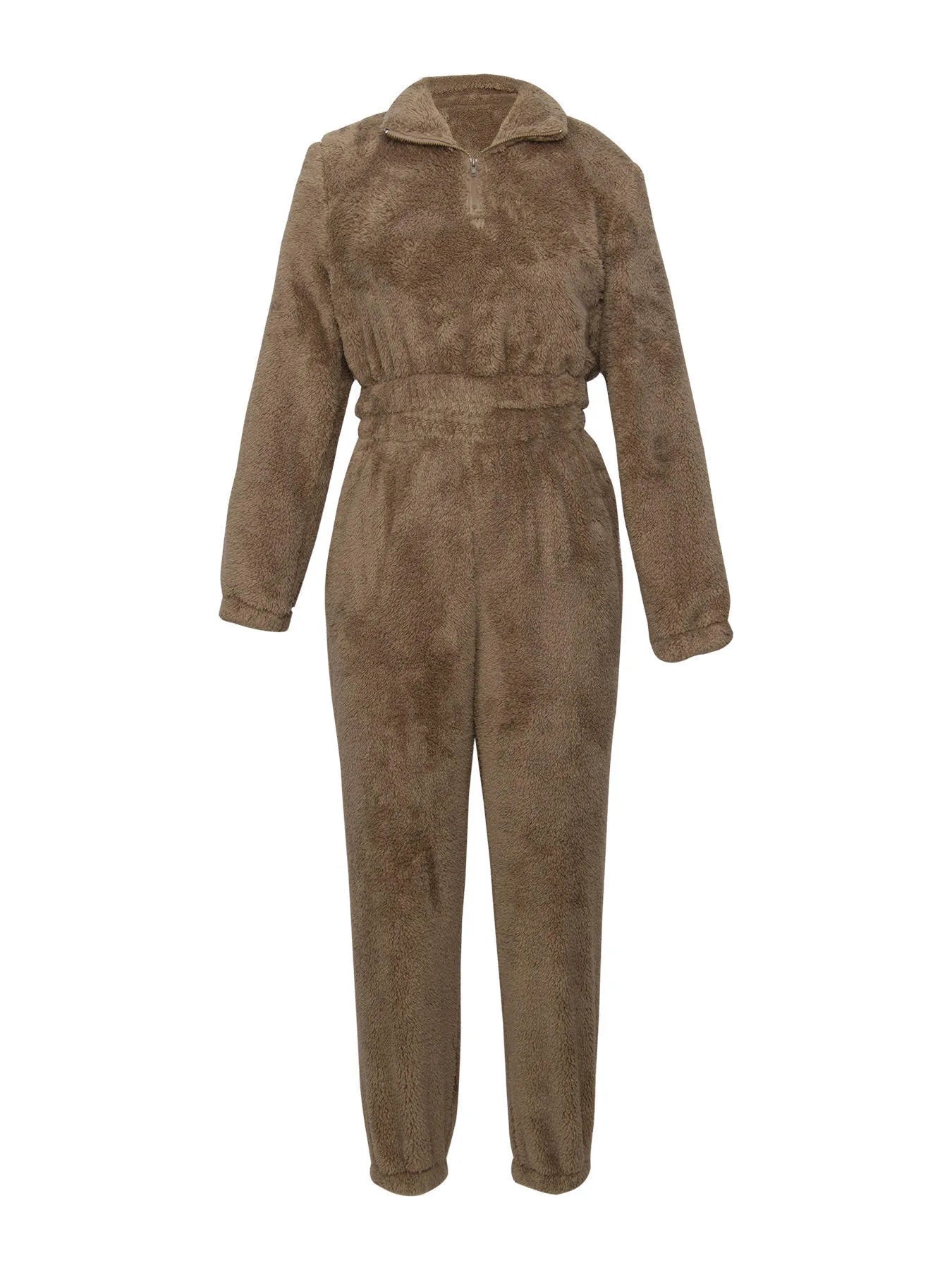 Winter New Plush Two Piece Set Casual Home Warm Suit For Women Fashion Zipper Lapel Pullover Top Elastic Waist Trousers Suit MultiShop24