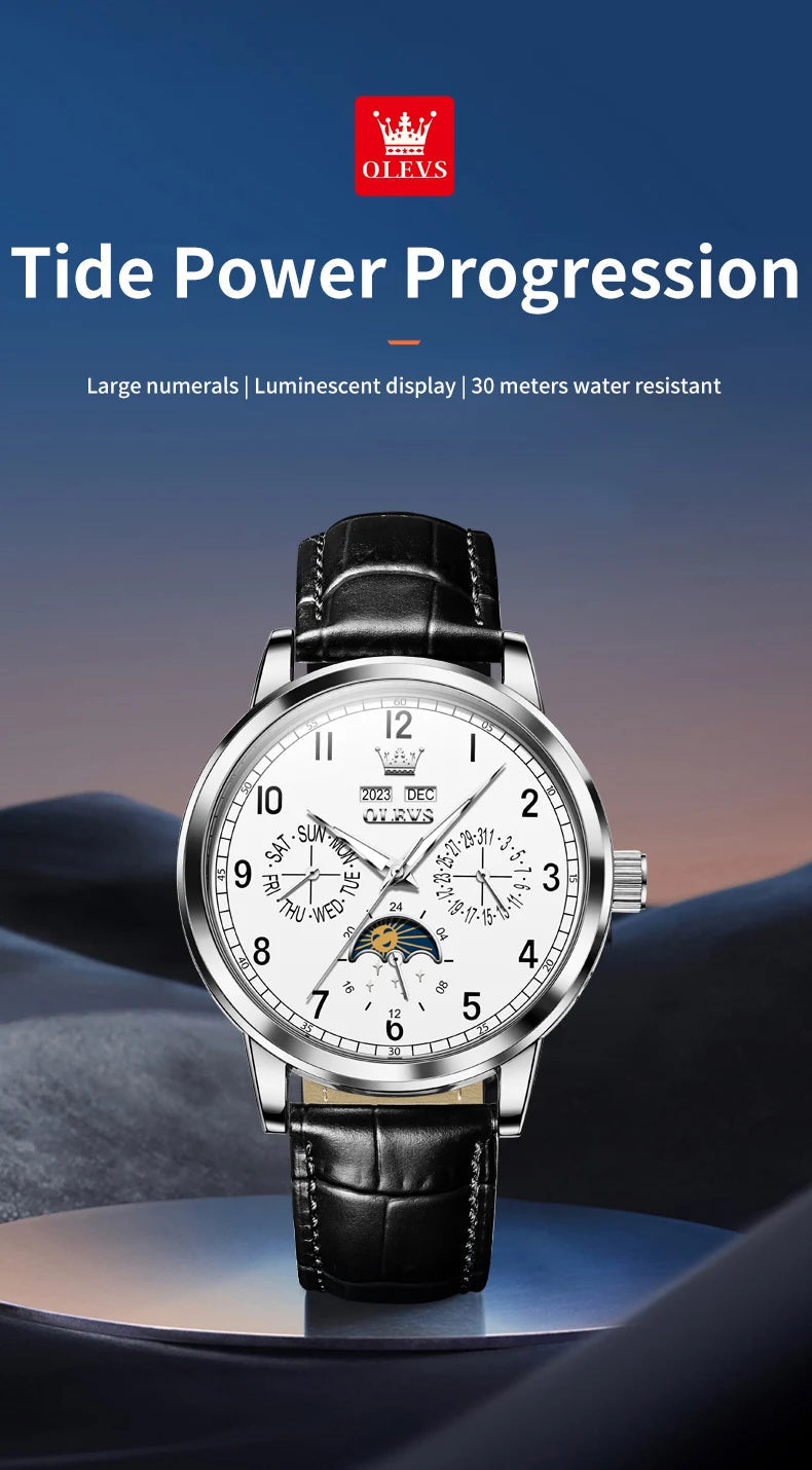 OLEVS 6698 Mens Watch Luxury Dress Brand Moon Phase Automatic Multi Shop24
