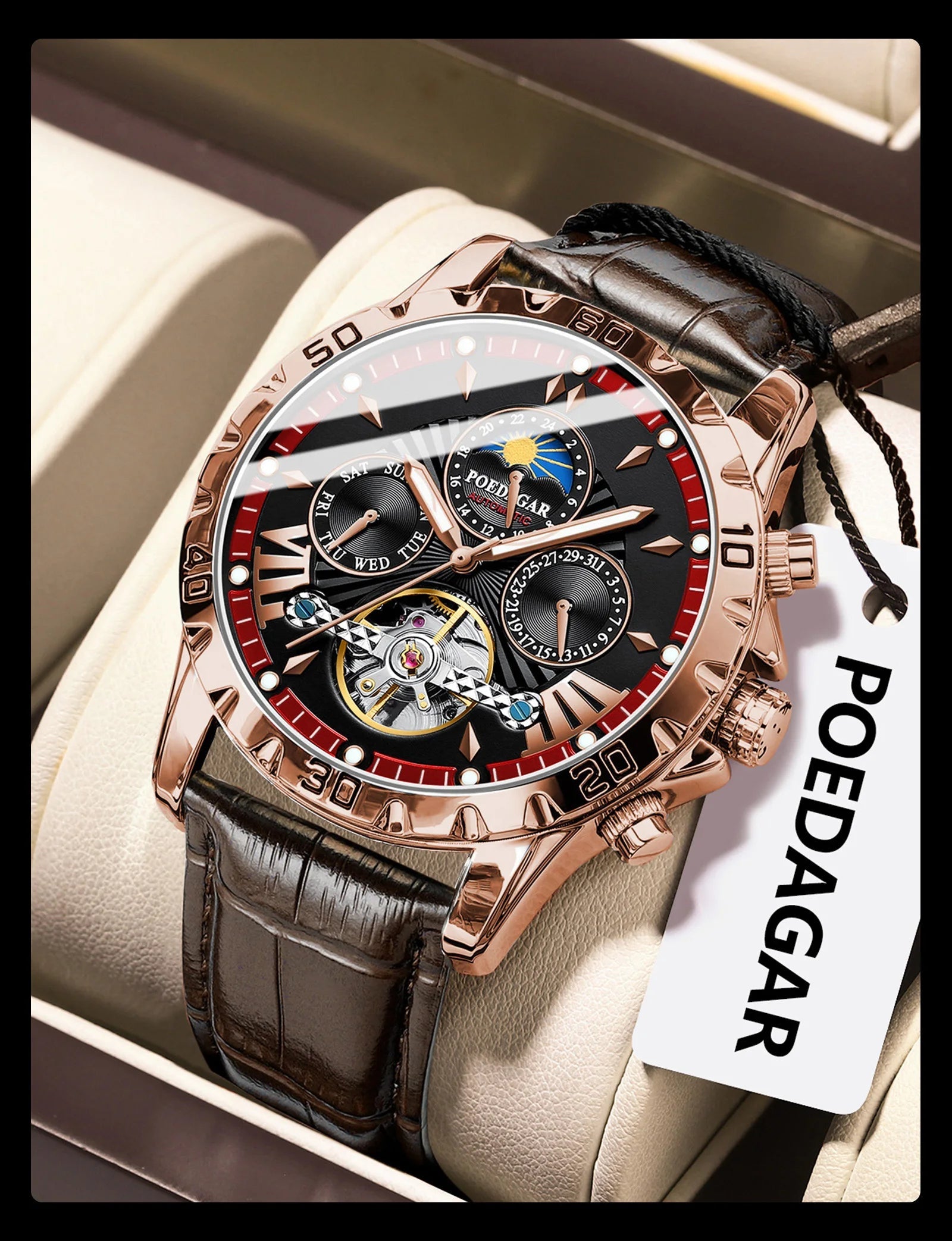 POEDAGAR Luxury Automatic Wristwatch Waterproof Multi Shop24