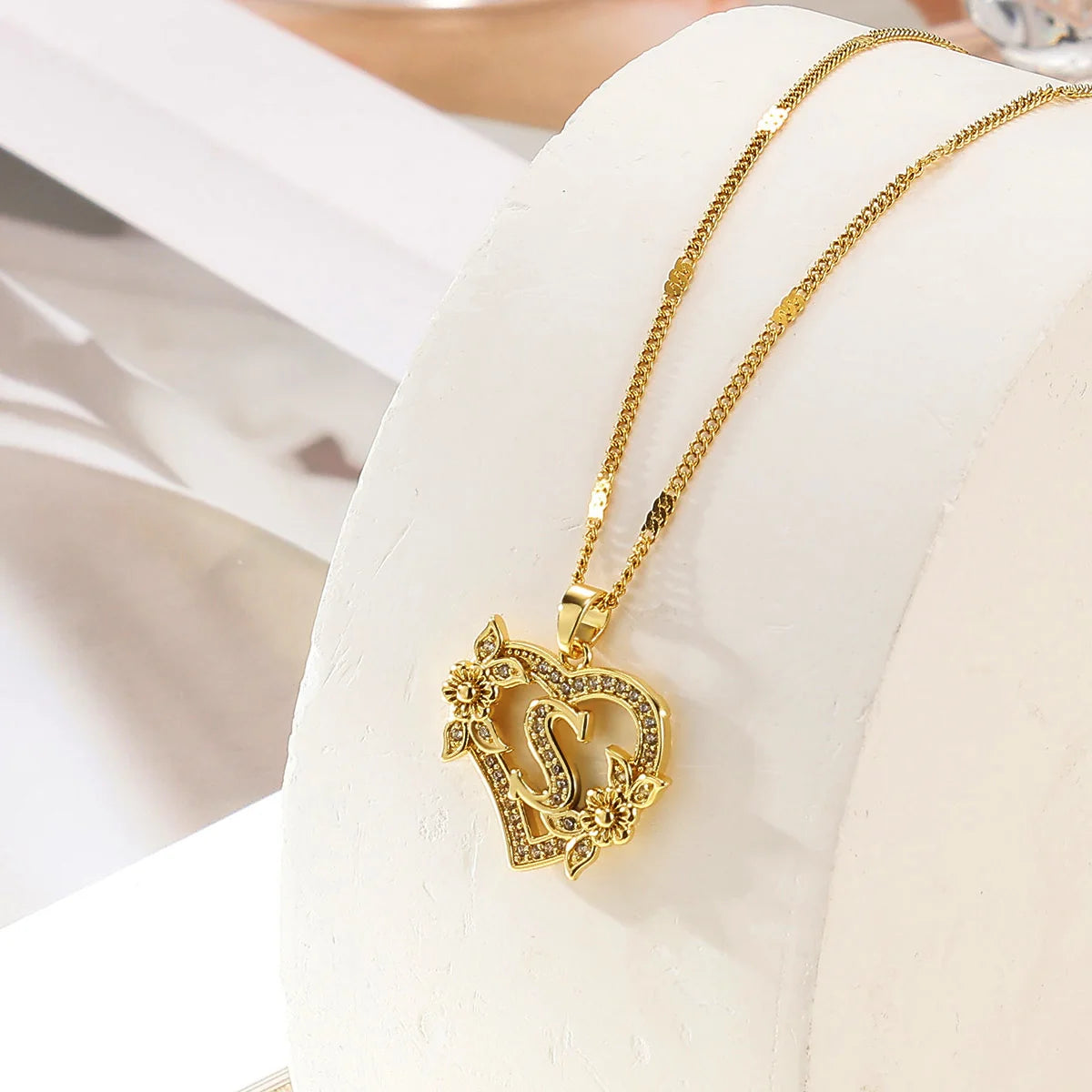 Heart Initial Letter Necklaces For Women Gold Color Stainless Steel Chain A-Z Alphabet Pendant Necklace Birthday Jewelry Gift - Multi Shop24