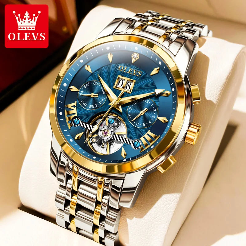 OLEVS Automatic Watch for Men Top Original Luxury Skeleton Multi Shop24