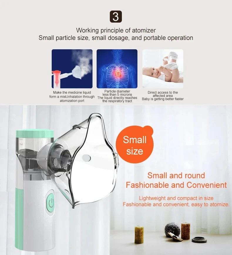 Outdoor Portable Kids Adult Saving Emergency Device Nebulizer Silent Mesh Mini First Aid Kit Handheld Asthma Inhaler Atomizer Multi Shop24