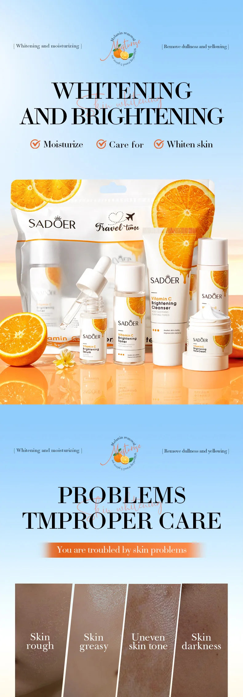Orange Vitamin C Brightening Travel Kit 5-Piece – Hydrating Radiance-Boost