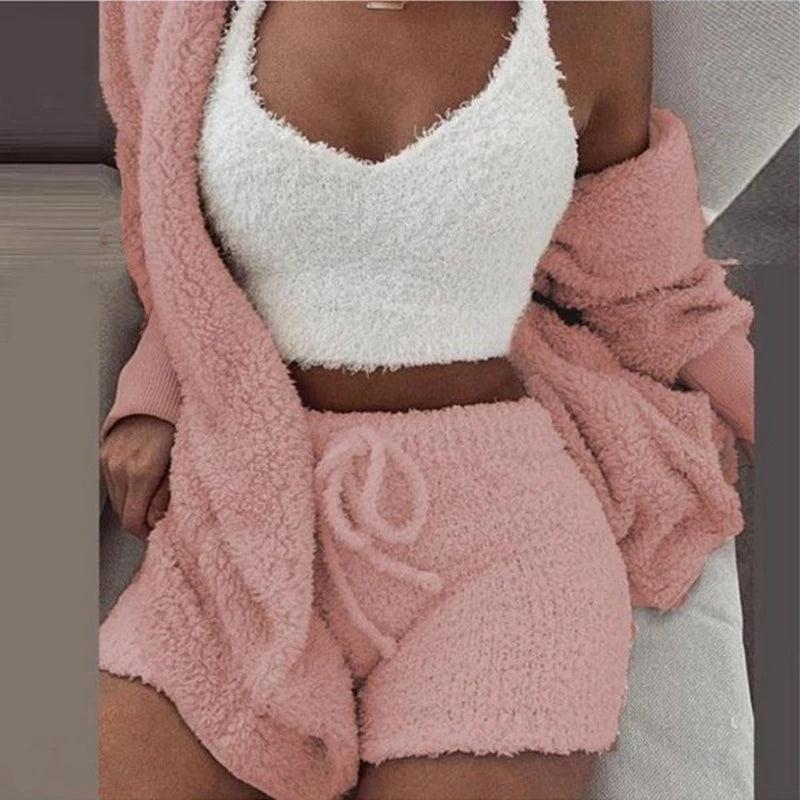 Fluffy Pajamas Set for Women Casual Sleepwear - Multi Shop24