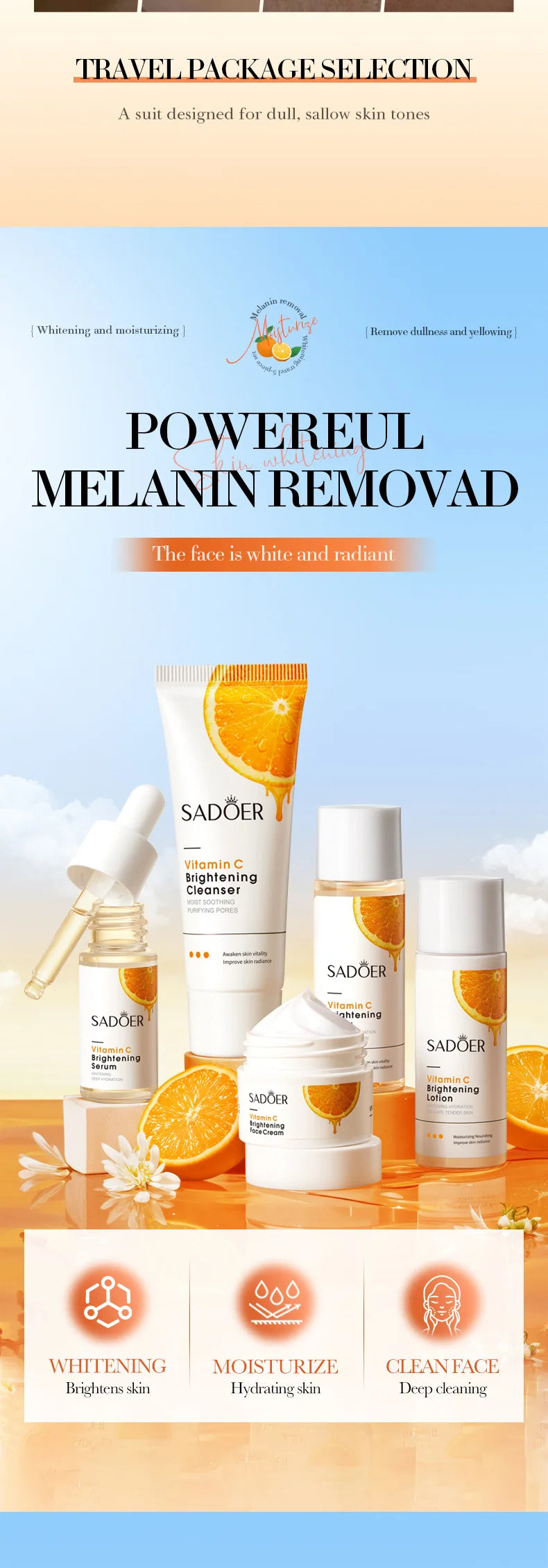 Orange Vitamin C Brightening Travel Kit 5-Piece – Hydrating Radiance-Boost