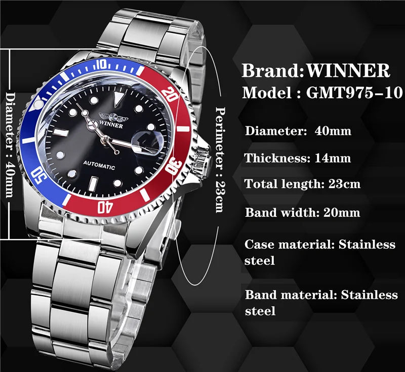 WINNER 002 Fashion Accessories Men's Automatic Mechanical Watch Luxury Multi Shop24
