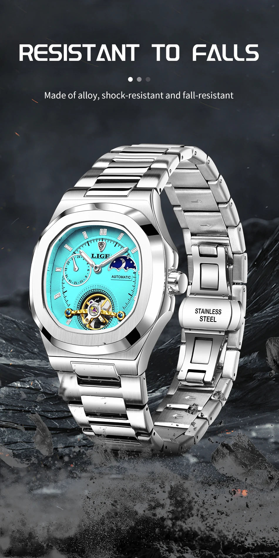 LIGE 2024 Automatic Mens Watch Fashion Stainless Steel Luxury Watches Men Multi Shop24