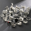 24 Pcs Gothic Skeleton Unisex Ring Set Punk Grunge Butterfly Frog Woman Man Jewelry Hip Hop Party Street Ring Accessories Gift - Multi Shop24