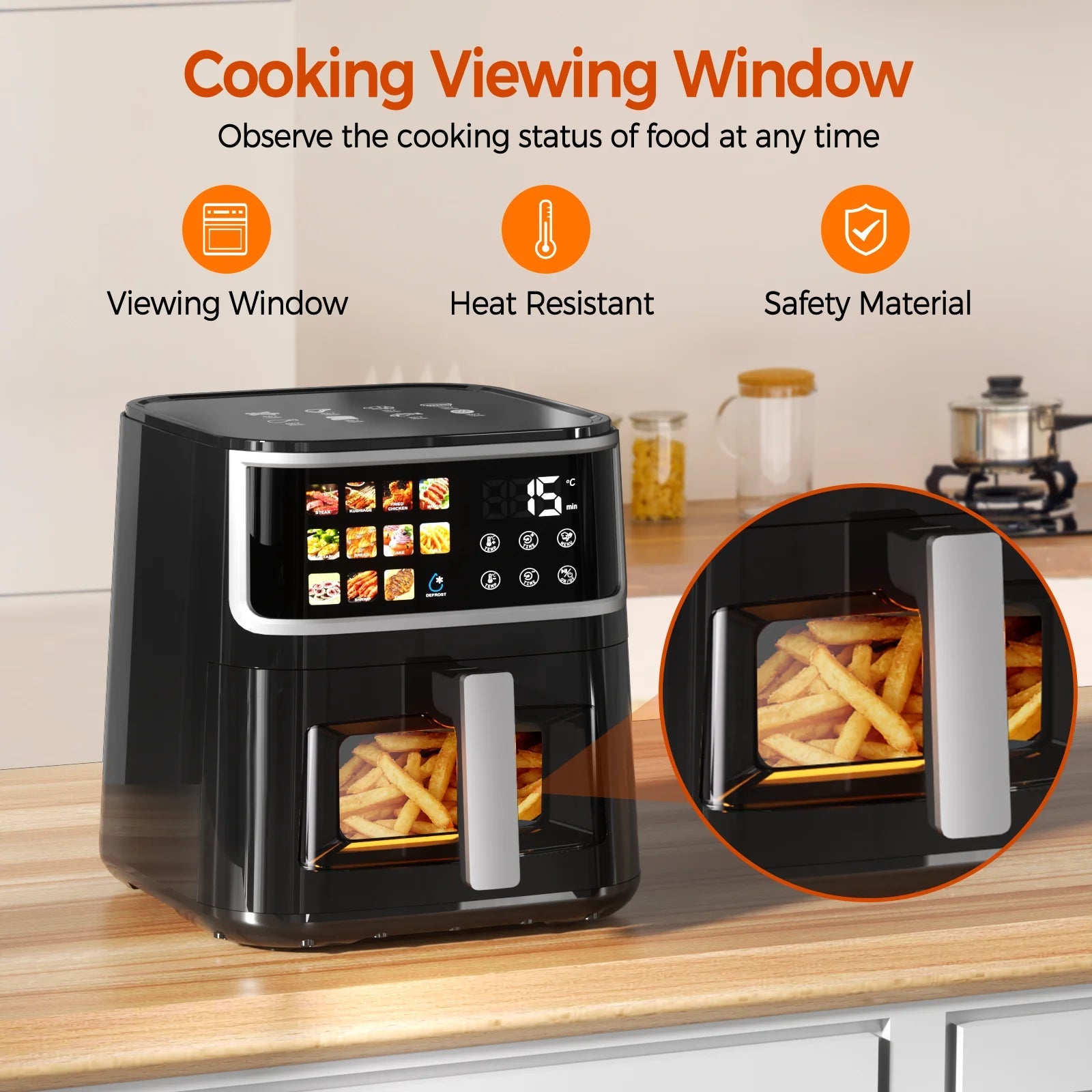 Patbrela Non-fat fryer 8L Large Hot Air Frye with Led Screen 11 Preset Functions Multi Shop24