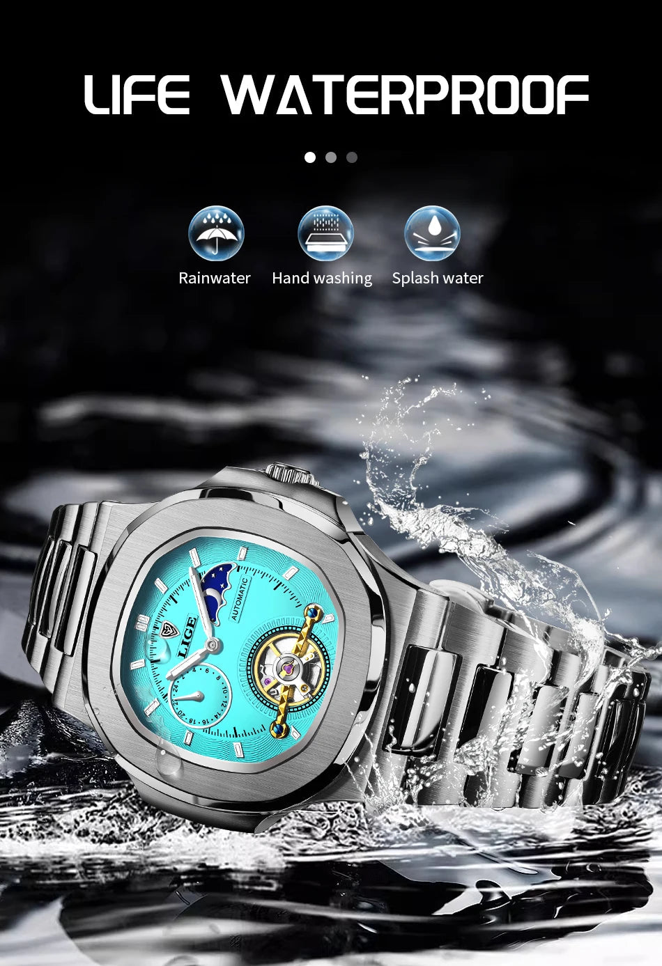 LIGE 2024 Automatic Mens Watch Fashion Stainless Steel Luxury Watches Men Multi Shop24