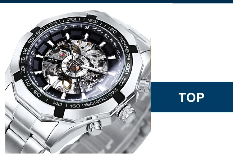 Forsining Fashion Skeleton Mechanical Watch for Men Green Multi Shop24