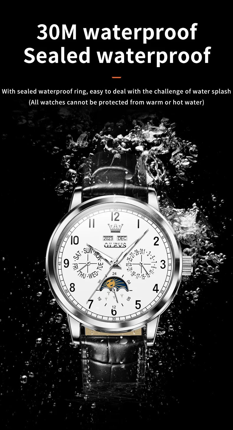 OLEVS 6698 Mens Watch Luxury Dress Brand Moon Phase Automatic Multi Shop24