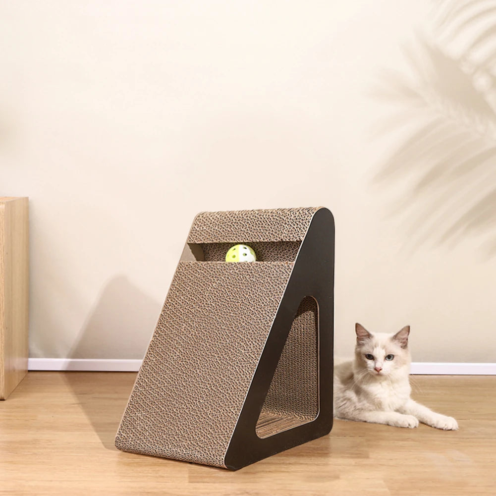 Cat Scratcher Cardboard Triangles Shaped With Spinnings Balls 2 in 1 Multi Shop24