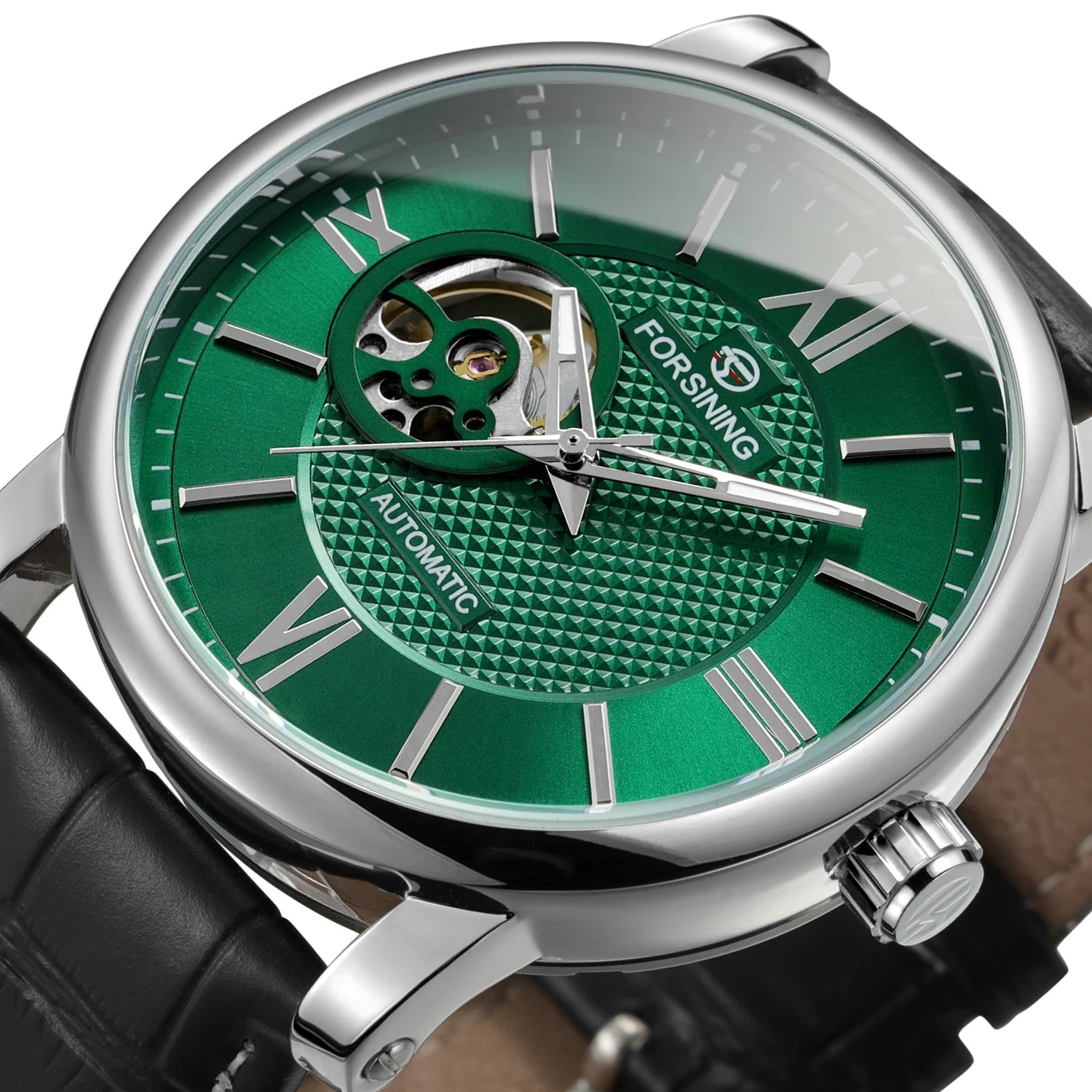 Forsining Fashion Skeleton Mechanical Watch for Men Green Multi Shop24
