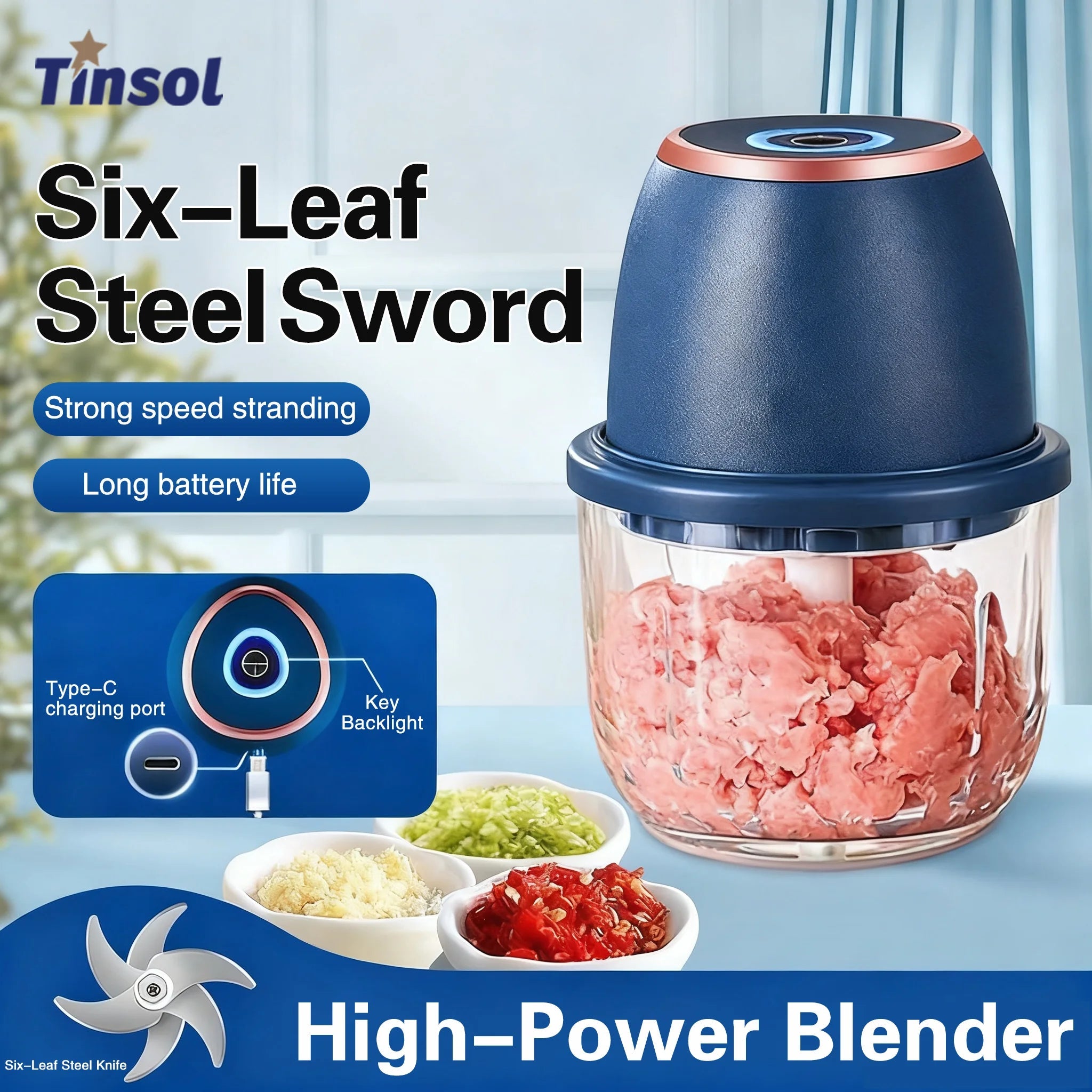 TINSOL 350ML Food Chopper Electric Meat Grinder Garlic Masher USB Multi Shop24