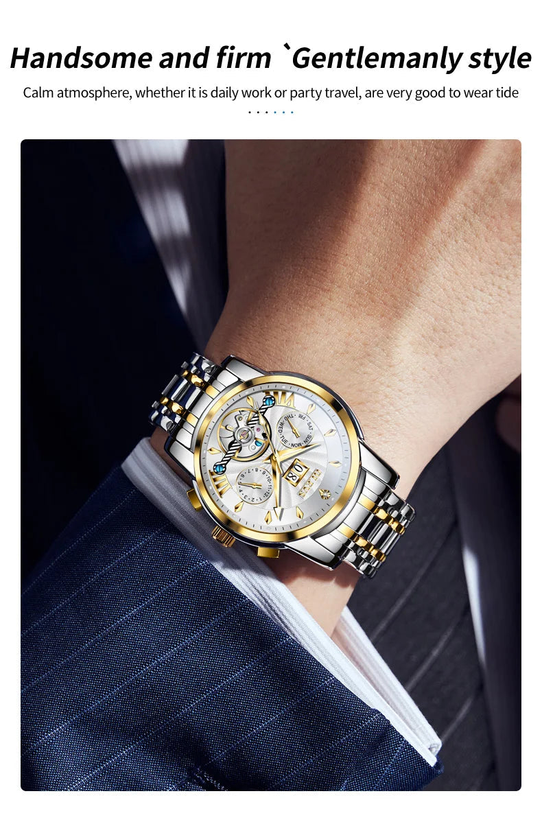 OLEVS Automatic Watch for Men Top Original Luxury Skeleton Multi Shop24