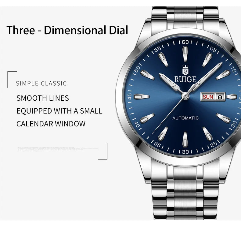 RUIGE Weekly Calendar Men's Fully Automatic Mechanical Watch Multi Shop24