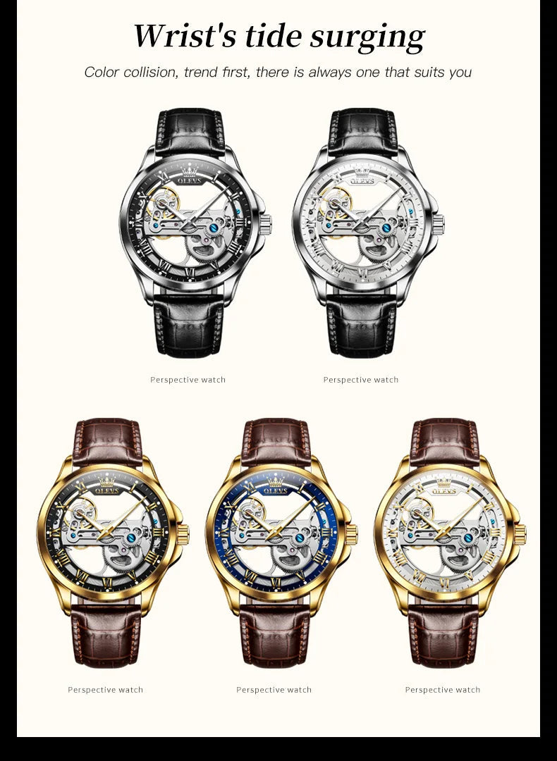 OLEVS 6661 Full Transparant Skelton Flywheel Automatic Multi Shop24