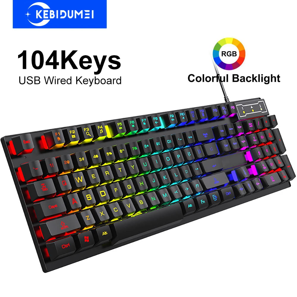 104 Keys Wired Keyboard RGB Colorful Gaming Keyboard Multi Shop24
