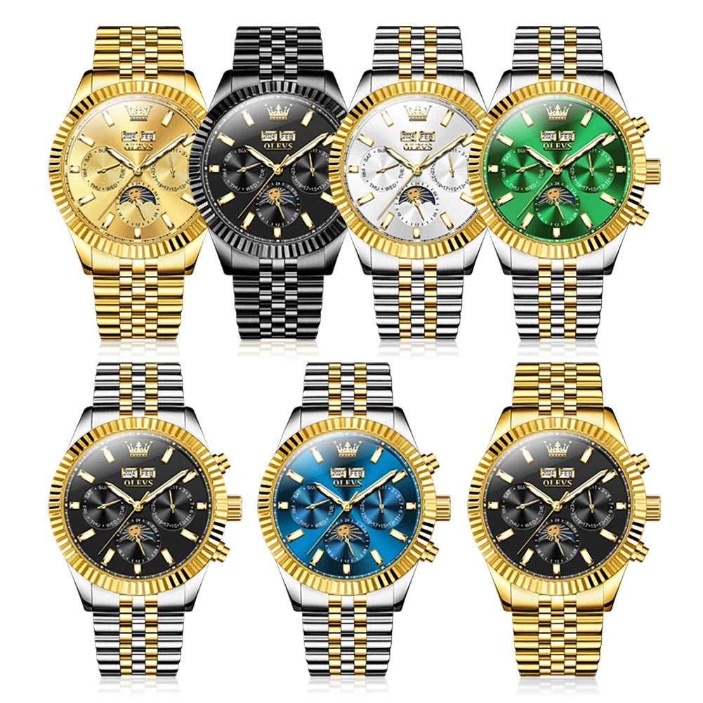 OLEVS 6688 Luxury Mens Watch Dual Calendar Automatic  30M Waterproof Luminous Top Multi Shop24